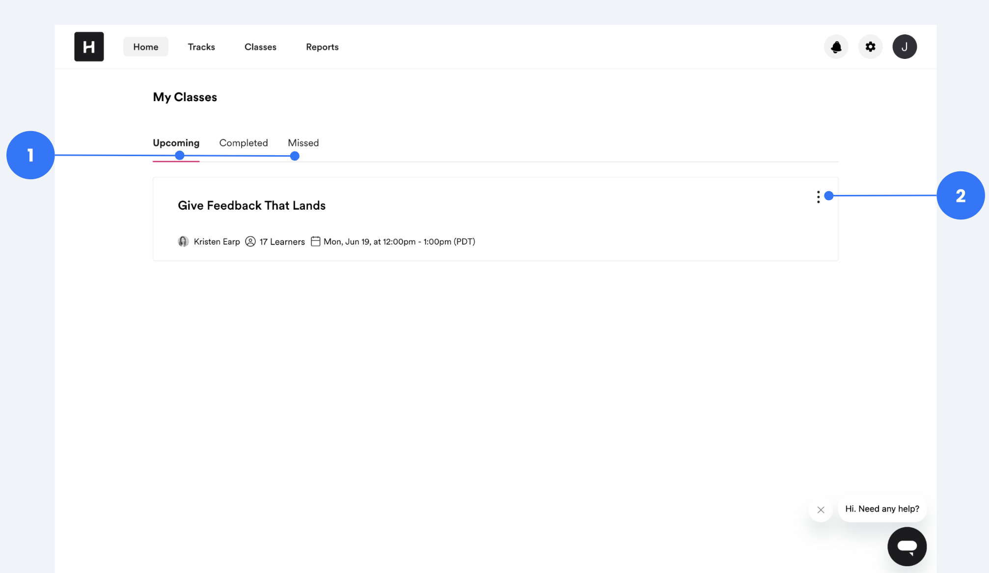 Steps to Reschedule a Class Hone Learner