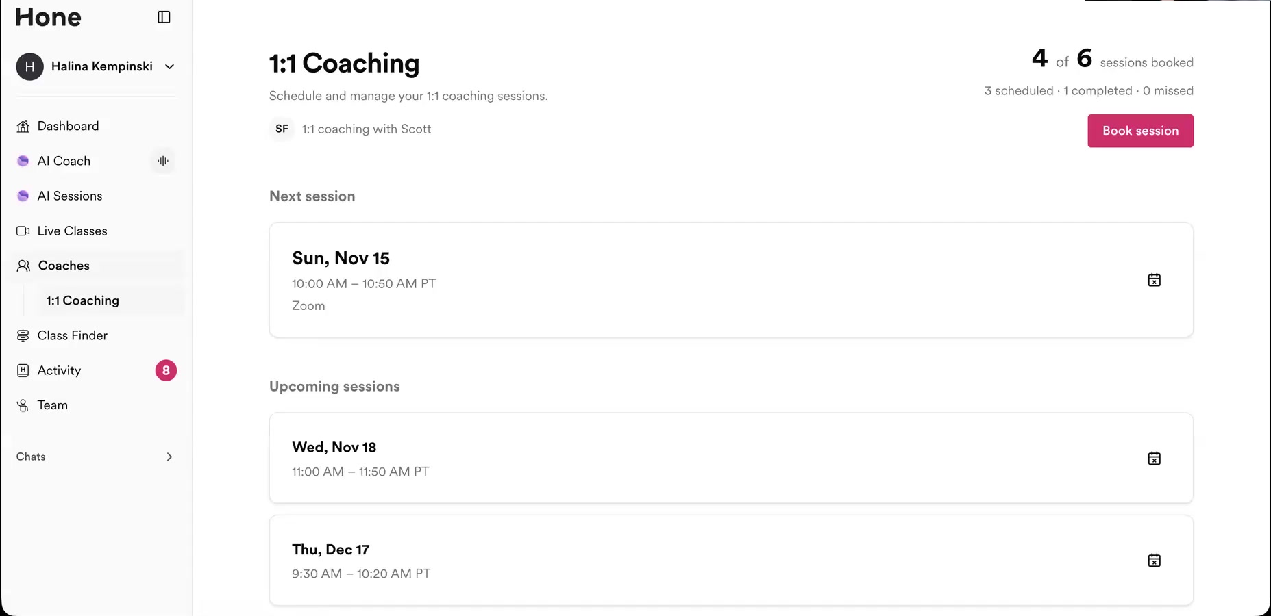 Your 1:1 Coaching page